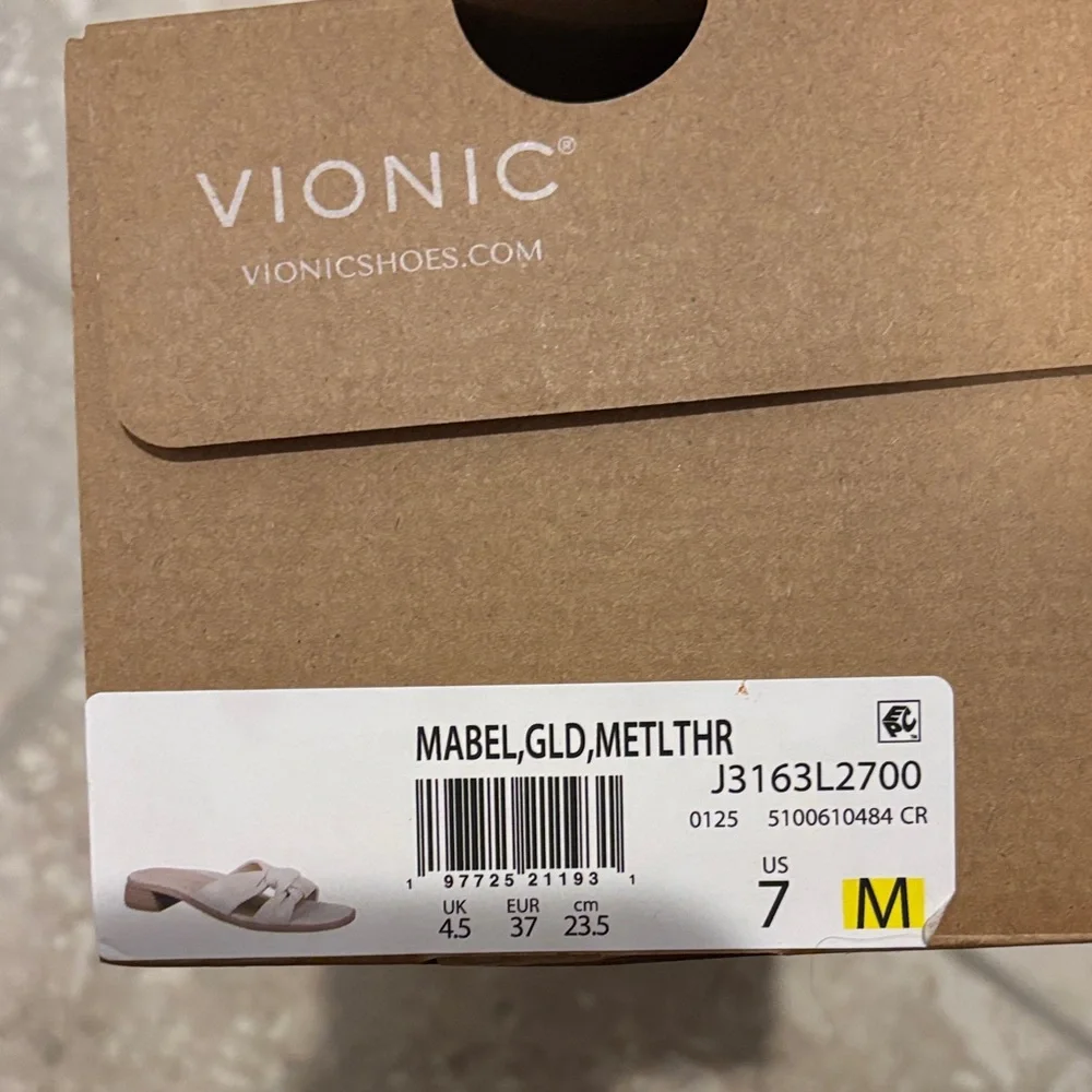 Vionic Mabel, Gold, Metallic leather 7M Women's Cream Knotted Sandals - Picture 5 of 5